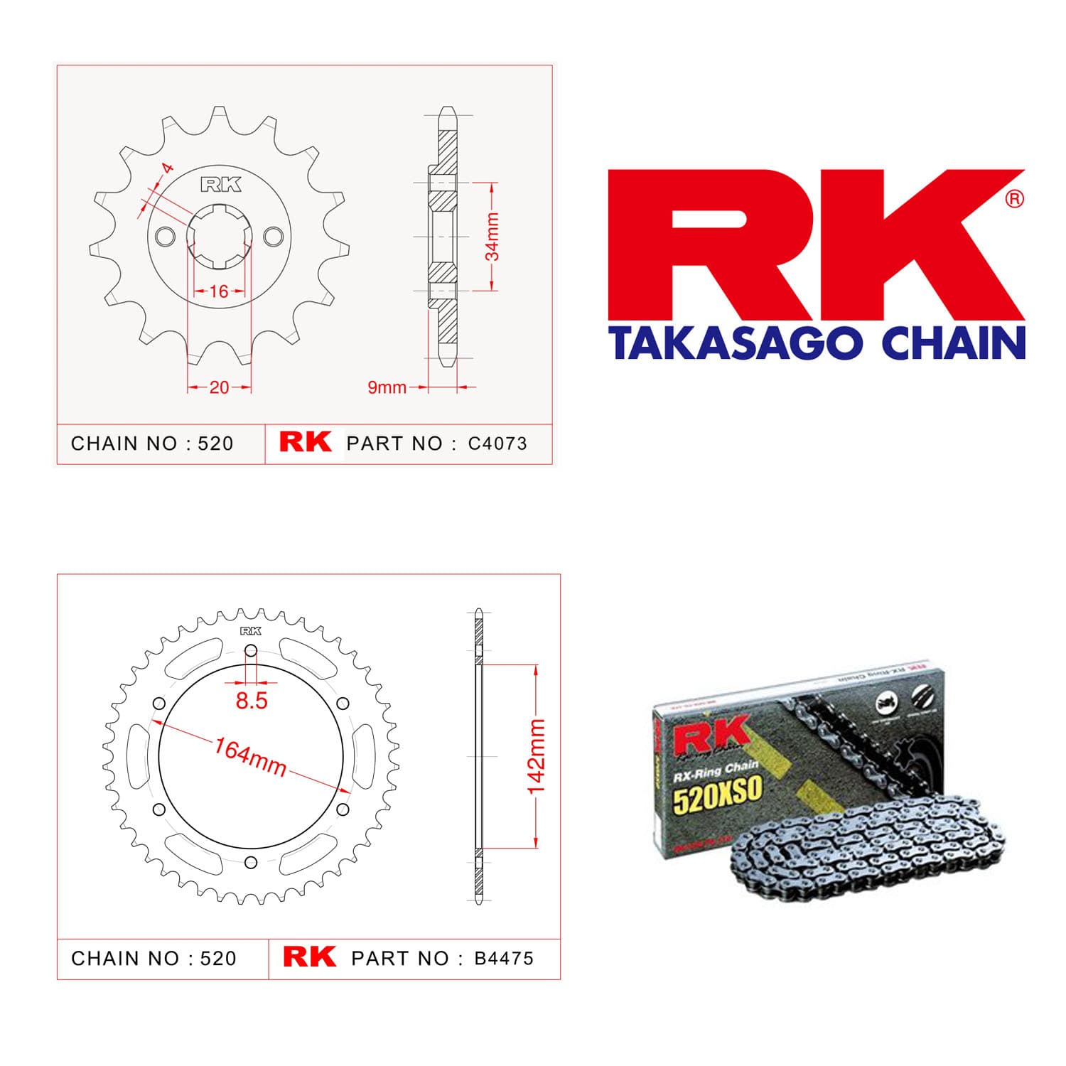 Hyosung GT 250 R Rk X-ring Zincir Dişli Set 520 XSO 14/46T - görsel 3
