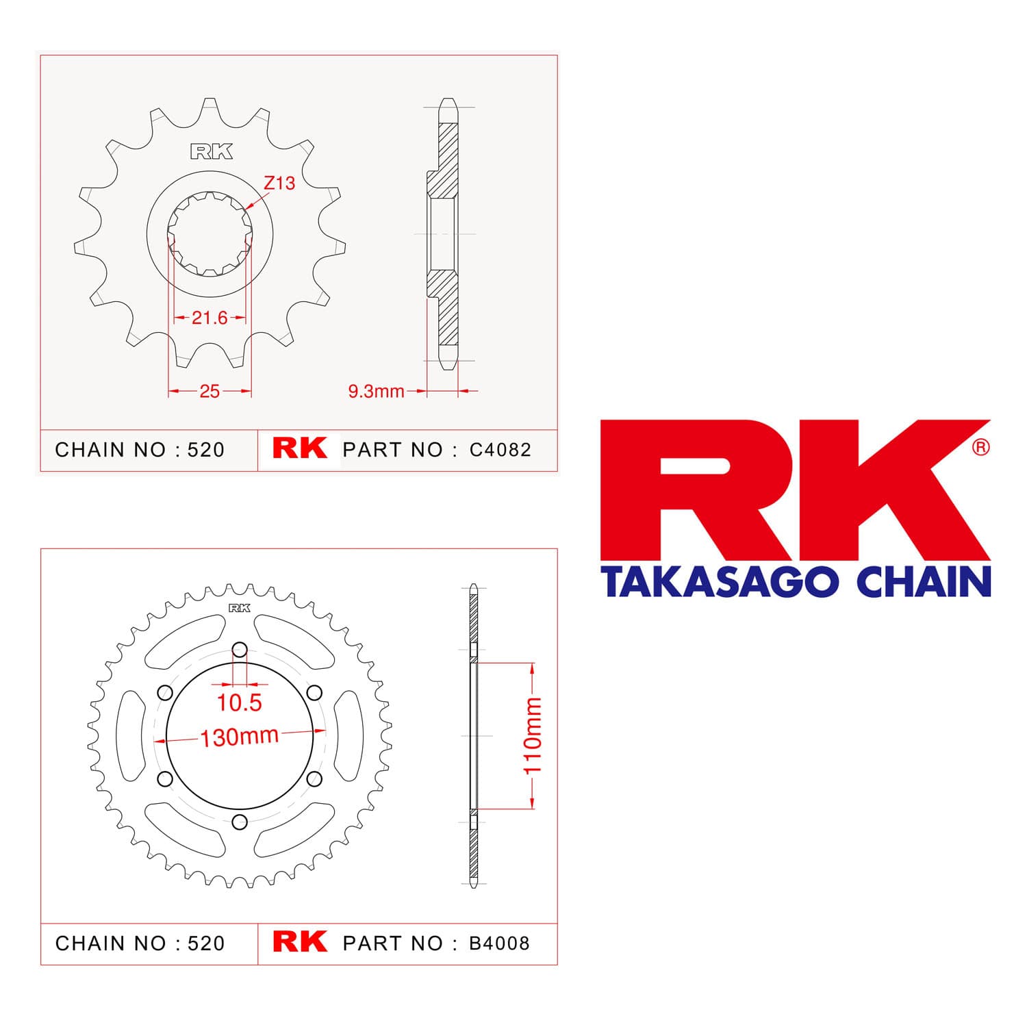 Kawasaki Z 250 SL Rk Ön Arka Dişli 520 - 14/42 T - görsel 2
