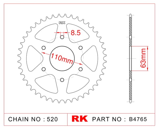 Ktm DUKE 125 RK Çelik Arka Dişli B4765-45
