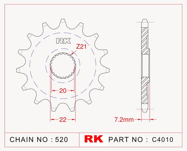 Honda CRF 250 X RK Çelik Ön Dişli C4010-14