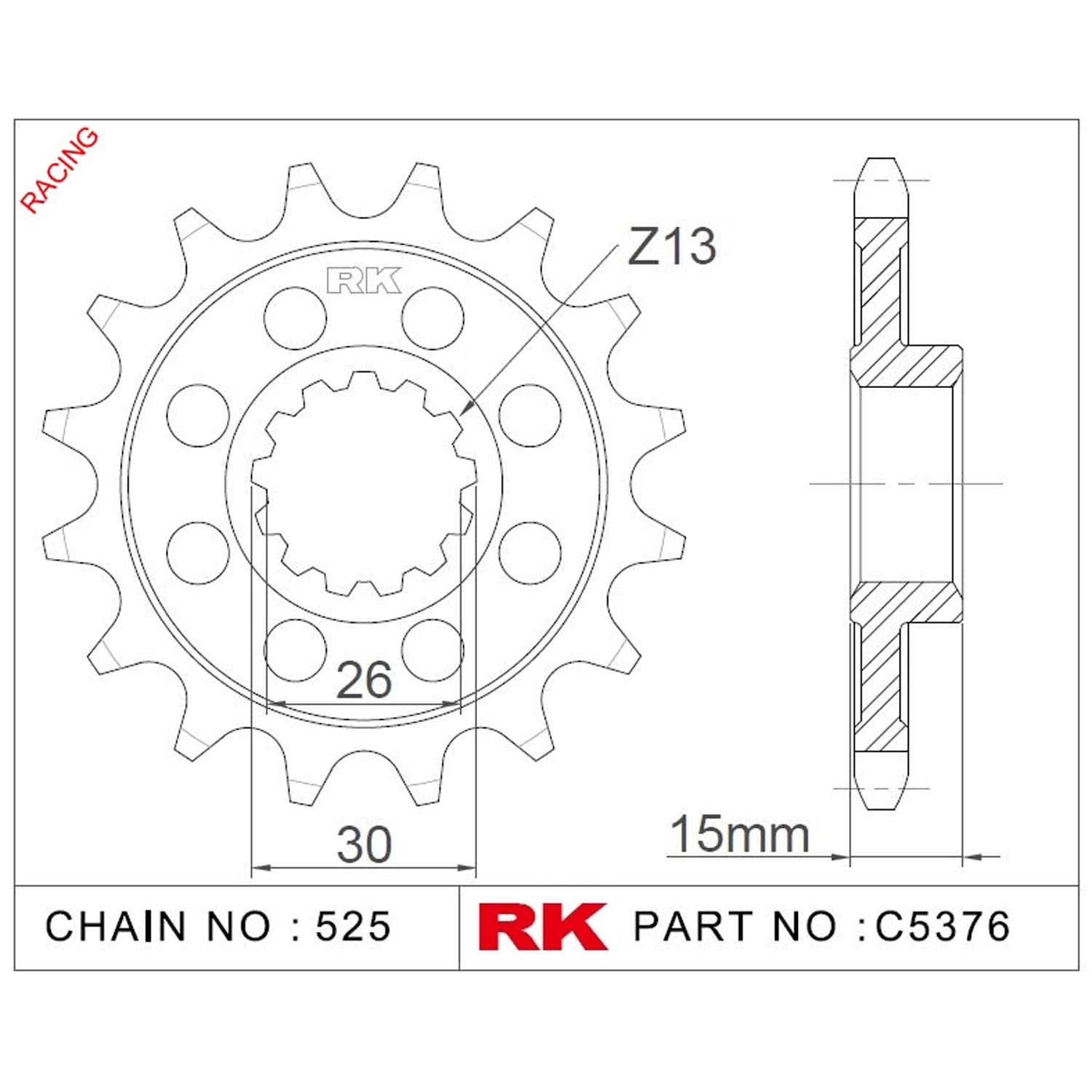 Bmw S 1000 R RK Çelik Ön Dişli Racing C5376-17-2Q