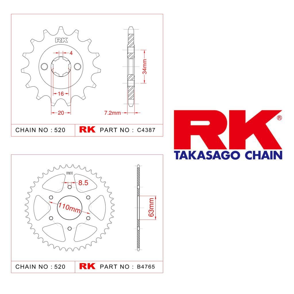Ktm DUKE 200 Rk Ön Arka Dişli  520 - 14/42 T