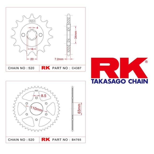 Ktm DUKE 200 Rk Ön Arka Dişli  520 - 14/42 T