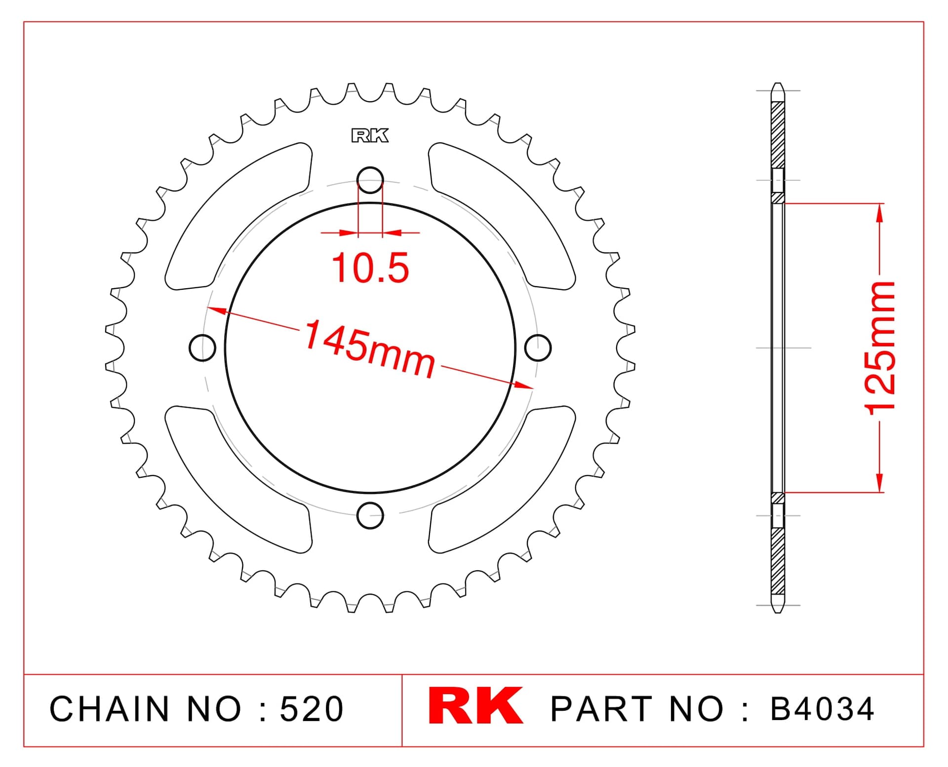 Yamaha XTZ 660 TENERE RK Çelik Arka Dişli B4034-45