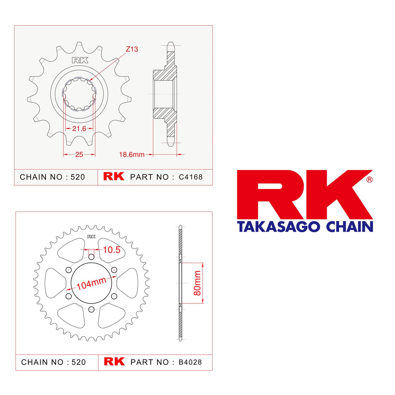 Kawasaki ZR 750 Rk Ön Arka Dişli 520 - 15/43 T - görsel 3