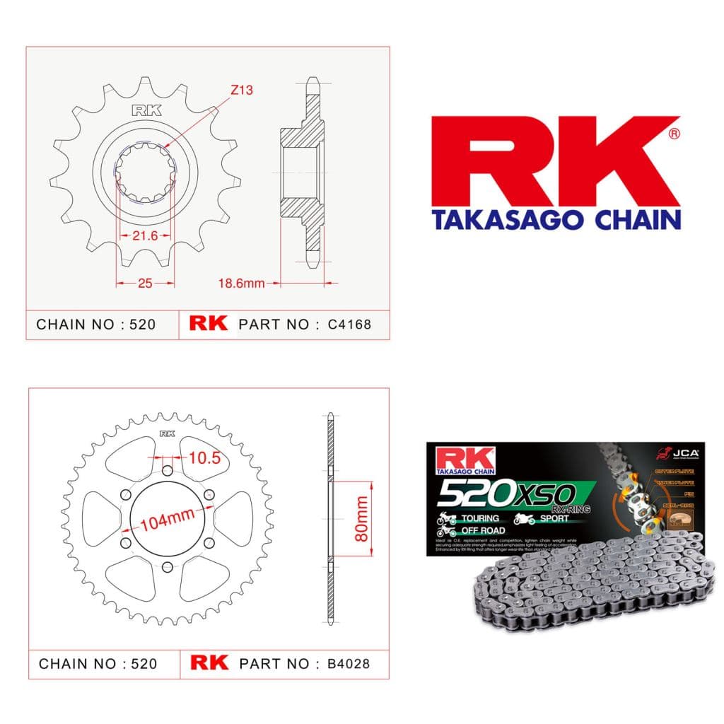 Kawasaki ZR 750 Rk Ön Arka Dişli 520 - 15/43 T - görsel 5
