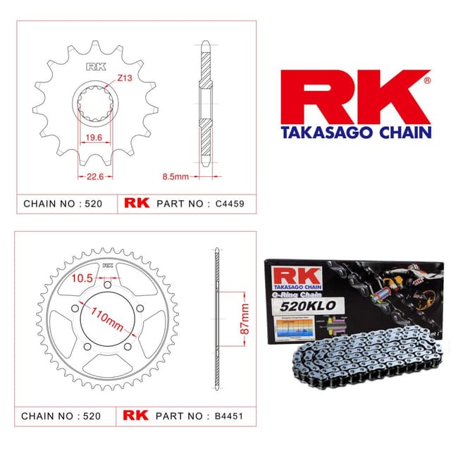 Suzuki DL 250 V-STROM Rk O-ring Zincir Dişli Set 520 KLO 116 L-14/47T
