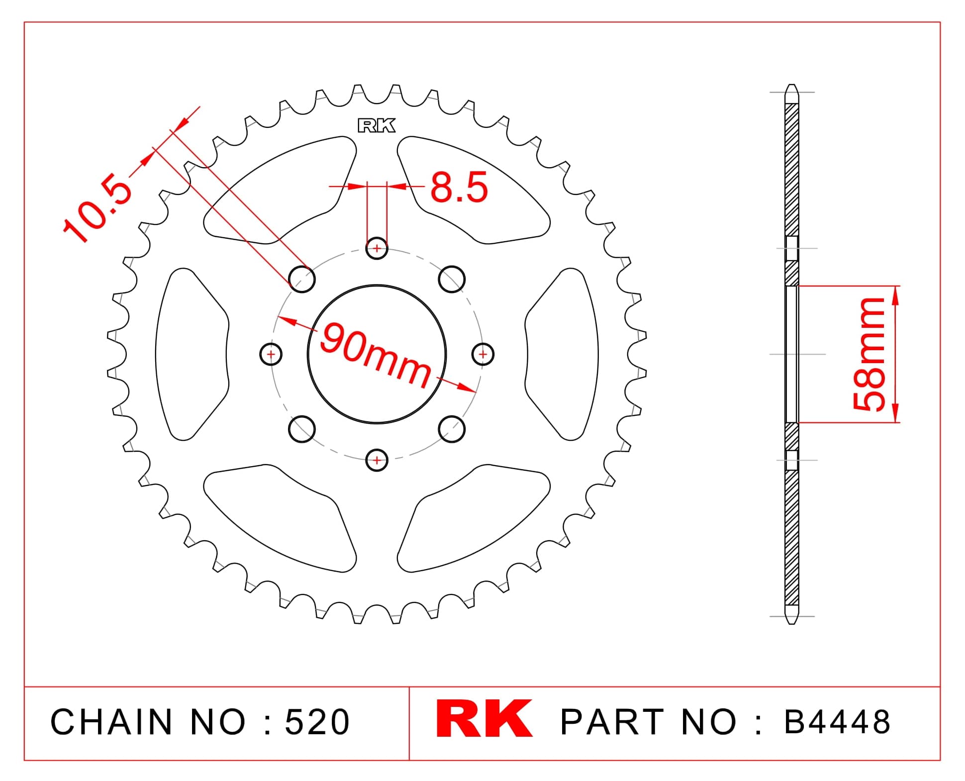 Ktm DUKE 200 RK Çelik Arka Dişli B4448-45