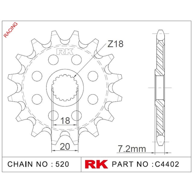 Suzuki RM 125 RK Çelik Ön Dişli Racing C4402-12-8Q
