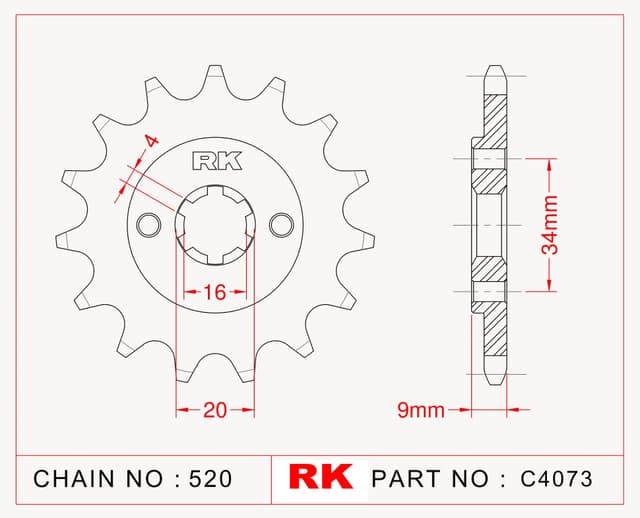 Hyosung GT 250 R RK Çelik Ön Dişli C4073-14