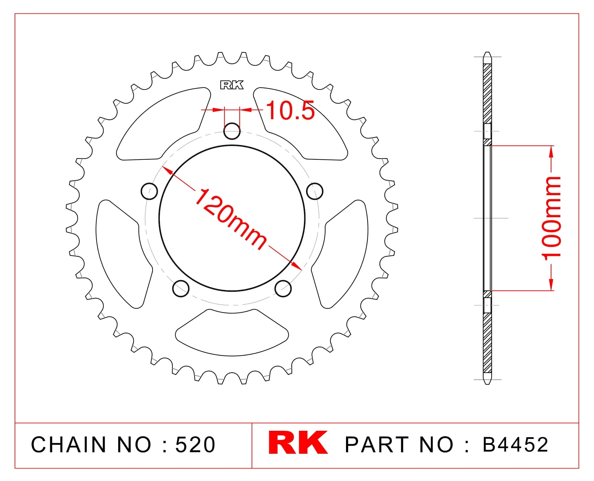 Aprilia RS 125 RK Çelik Arka Dişli B4452-40