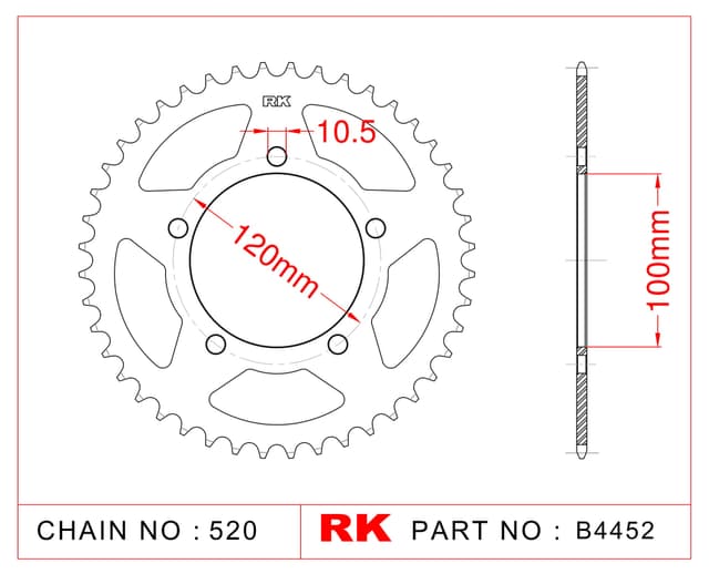 Aprilia RS 125 RK Çelik Arka Dişli B4452-40
