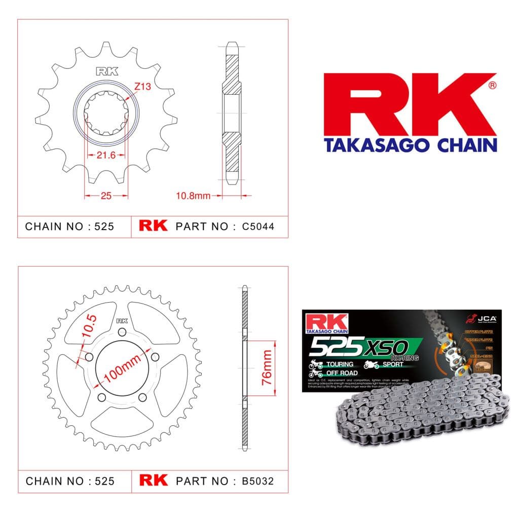 Benellı TNT 250 Rk X-ring Zincir Dişli Set 525 XSO 108 L-14/44T