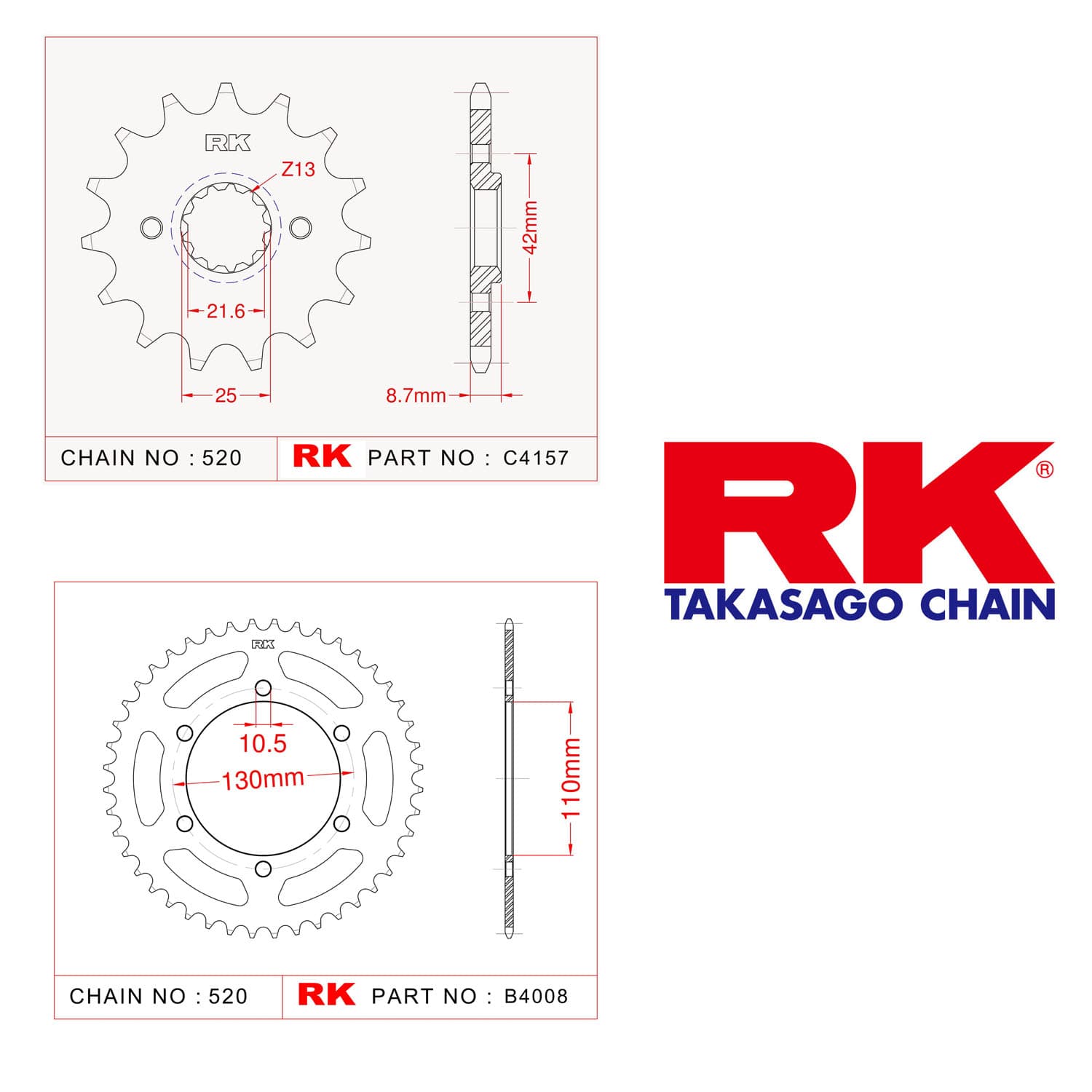 Kawasaki EX 250 R NINJA Rk Ön Arka Dişli Seti Performans 520 - 16/47 T - görsel 2