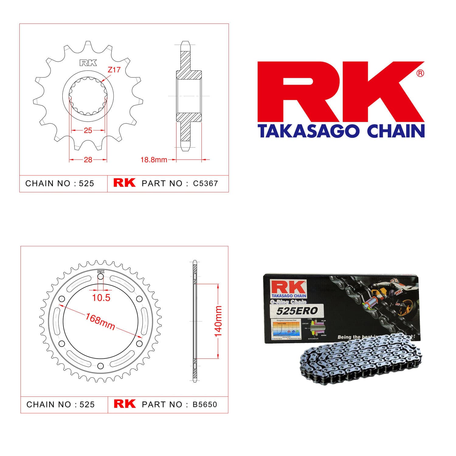 Bmw F 800 GS ABS Rk Zincir Dişli Set 525 ERO O-Ring 17/42T