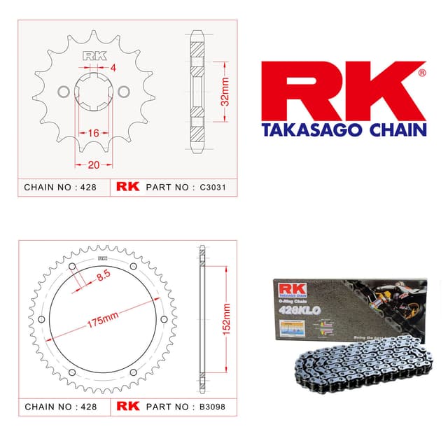 Yamaha WR 125 R Rk Zincir Dişli Set 428 KLO O-Ring 14/53T