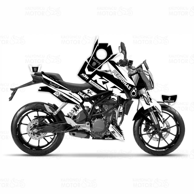 KTM Duke 200 Petronas Desing Sticker Set Siyah-Beyaz (2011-16)