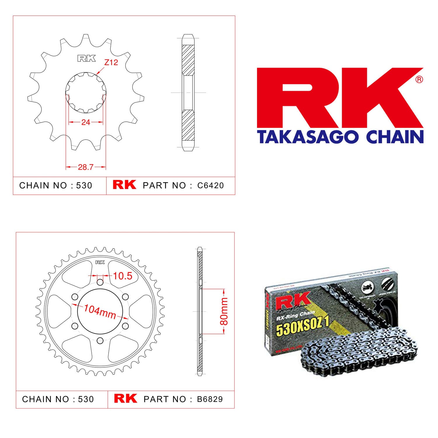 Kawasaki ZX-12 R Rk X-ring Zincir Dişli Set 530 XSO 18/46T - görsel 3