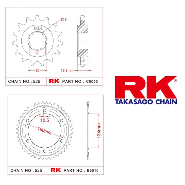 Honda CBR 1000 RR Rk Ön Arka Dişli 525 -16/43T