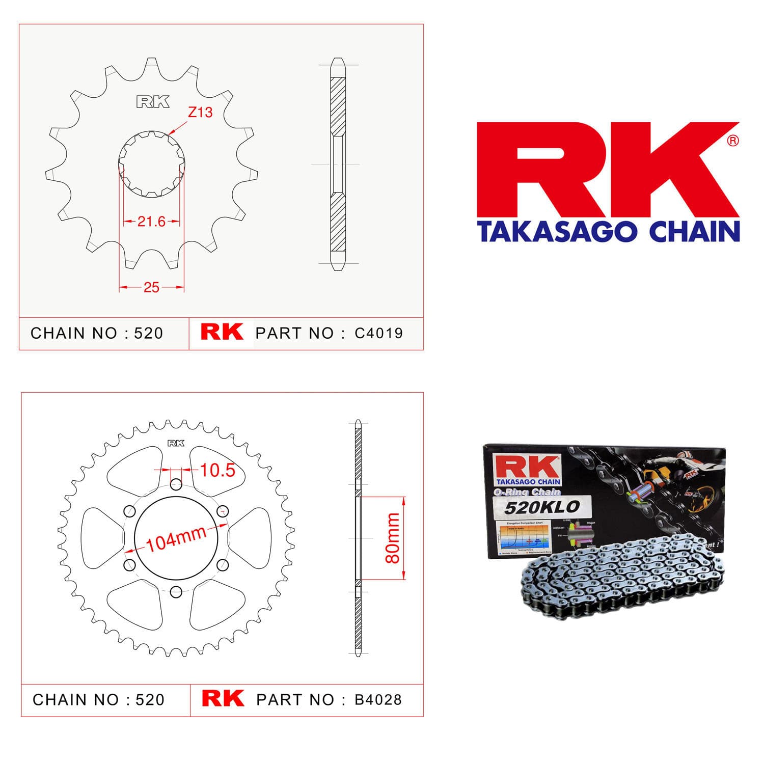 Kawasaki ER 6 N Rk Ön Arka Dişli 520 - 15/46 T - görsel 5