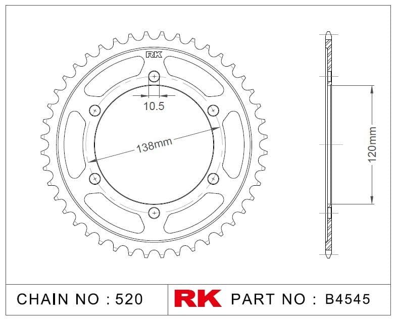 Honda CBR 250 R Rk Çelik Arka Dişli B4545-36