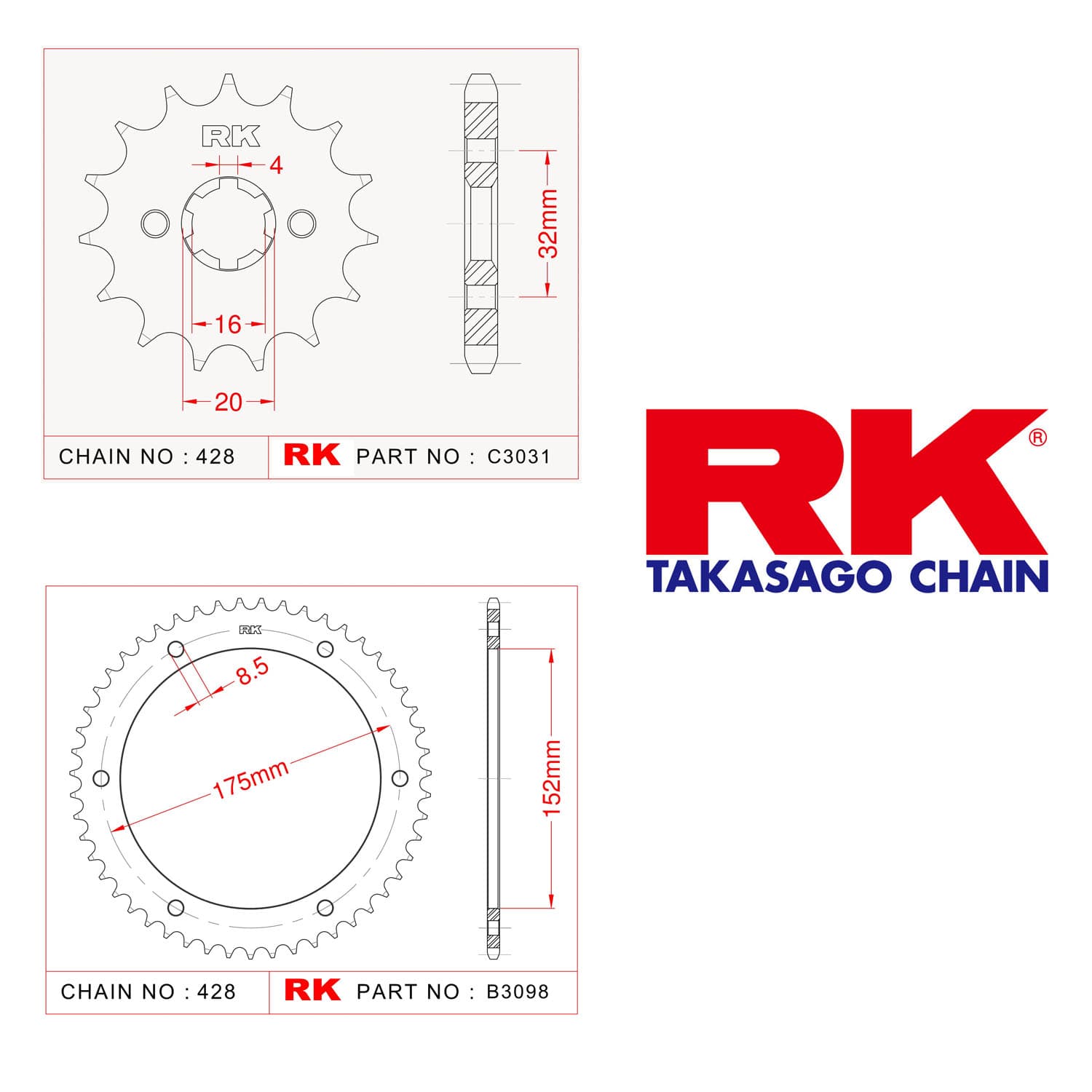 Yamaha WR 125 X Rk Zincir Dişli Set 428 KLO O-Ring 14/53T - görsel 3
