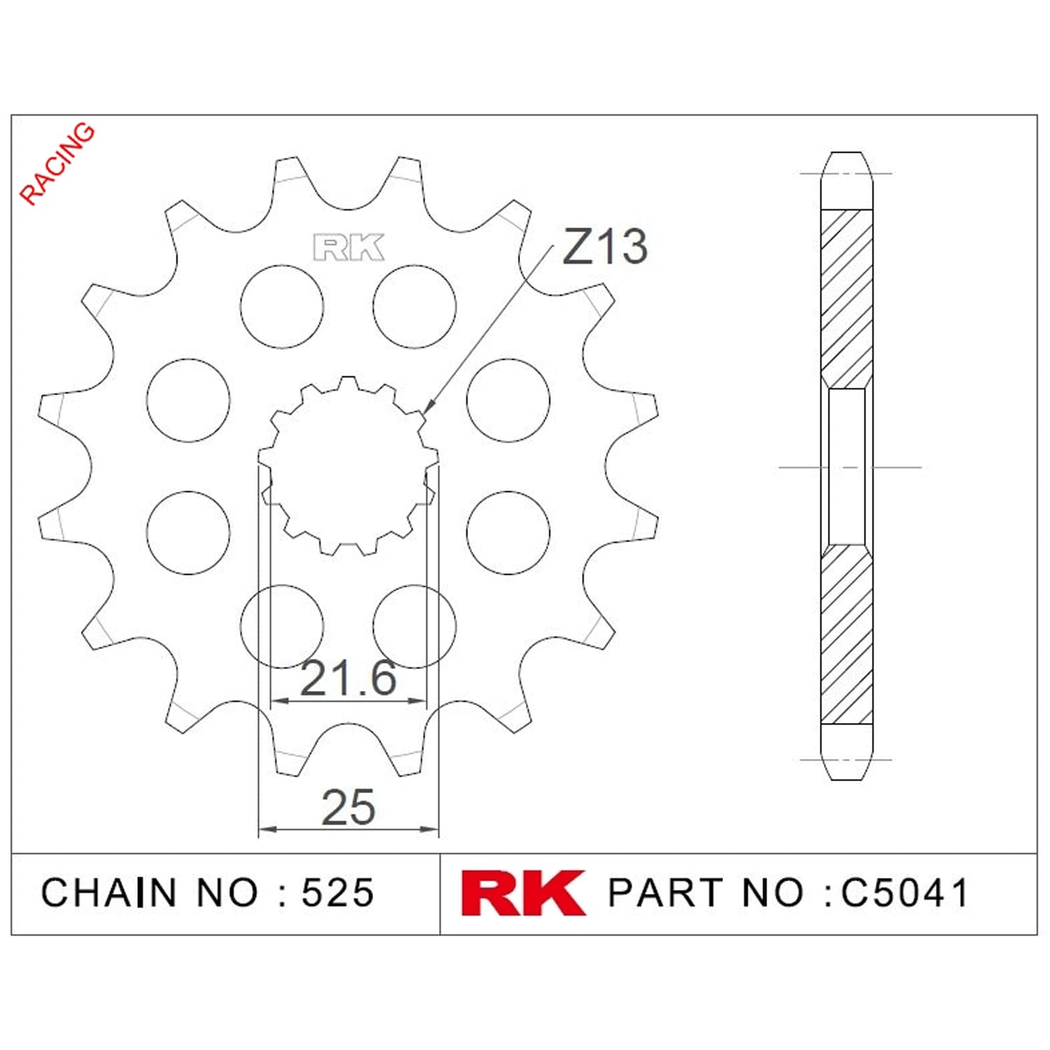 Suzuki DL 650 V-STROM RK Çelik Ön Dişli Racing C5041-17-2Q