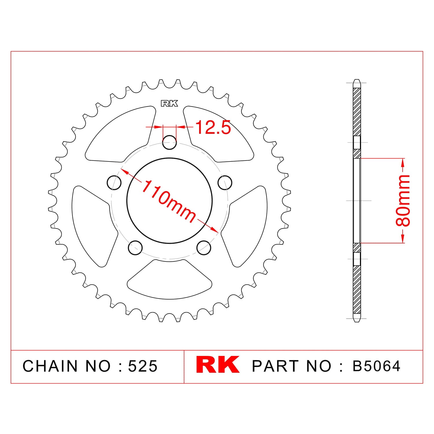 Honda XRV 750 AFRICA TWIN RK Çelik Arka Dişli B5064-45
