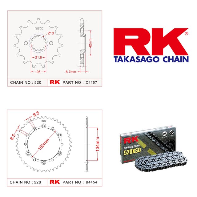 Kawasaki KLX 250 Rk Off-Road Zincir Dişli Set 520 MXZ 14/42T