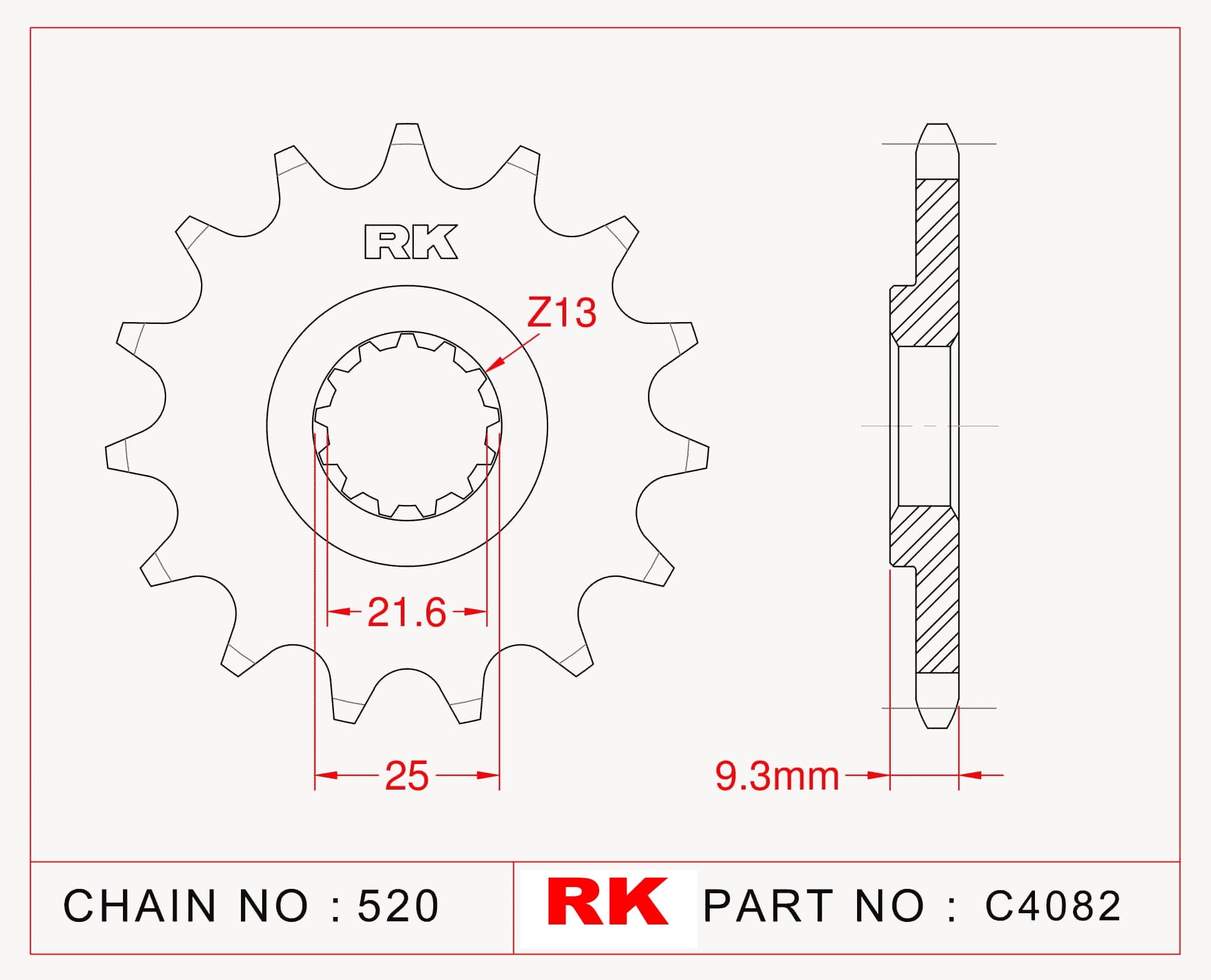 Kawasaki EX 250 R NINJA RK Çelik Ön Dişli C4082-14