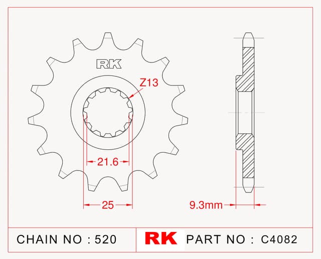 Kawasaki EX 250 R NINJA RK Çelik Ön Dişli C4082-14