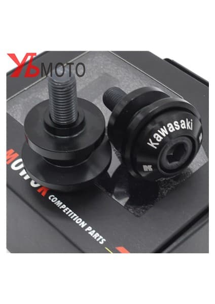 Xifu Shop C SIYAH-10MM Tarzı Kawasakı Logo ER6N Z750 Z750R Z250 Nınja ER6F Vulcans C Salıncağa Takozları Stand Vida Kaydırıcı - (Yurt Dışından)