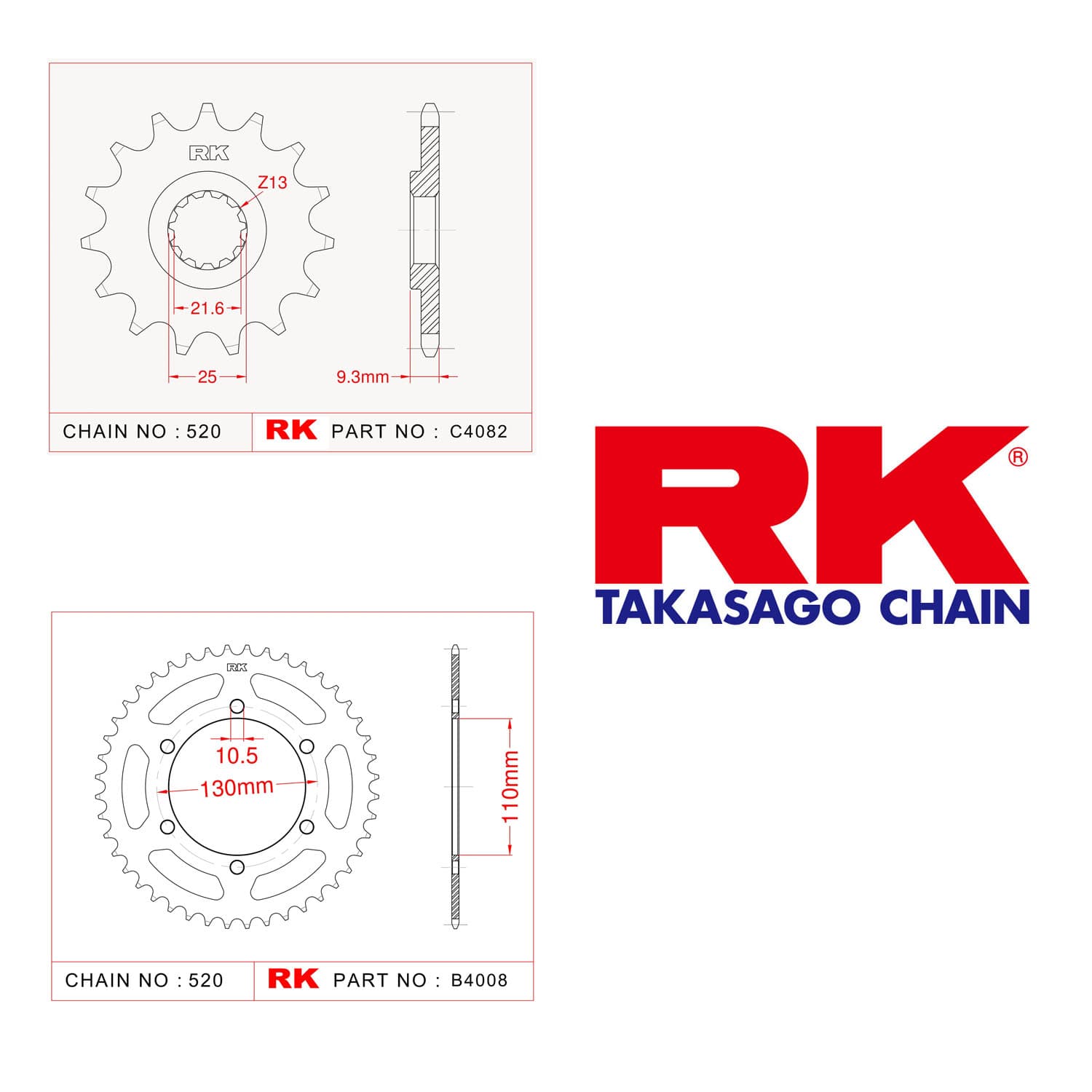 Kawasaki EX 300 NINJA Rk Ön Arka Dişli 520 - 14/42 T - görsel 2
