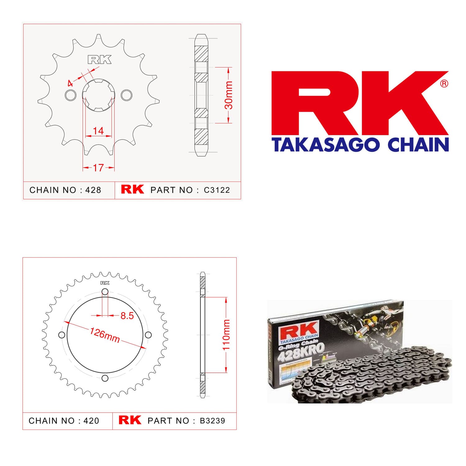 Kawasaki KLX 150 L Rk O-ring Zincir Dişli Set 428 KRO 14/47T - görsel 2