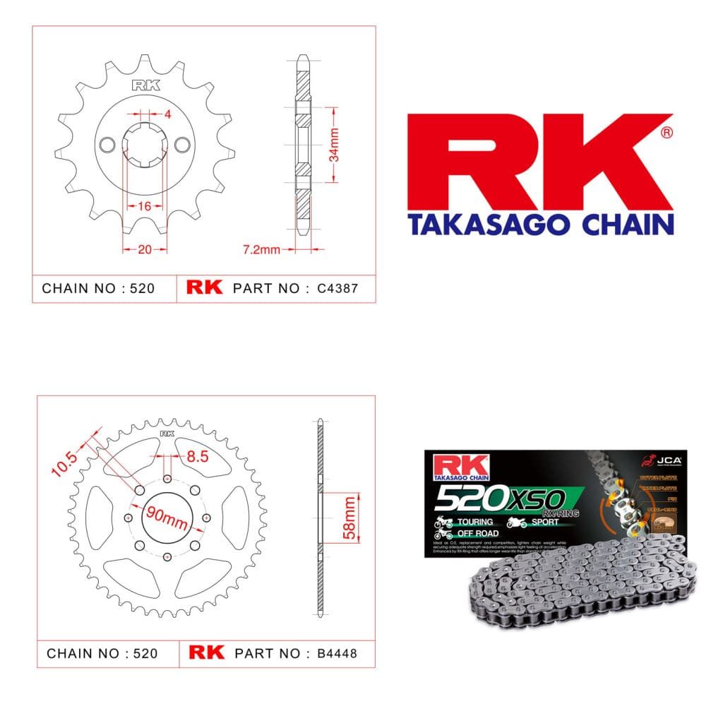 Ktm DUKE 200 Rk X-ring Zincir Dişli Set 520 XSO-14/41T