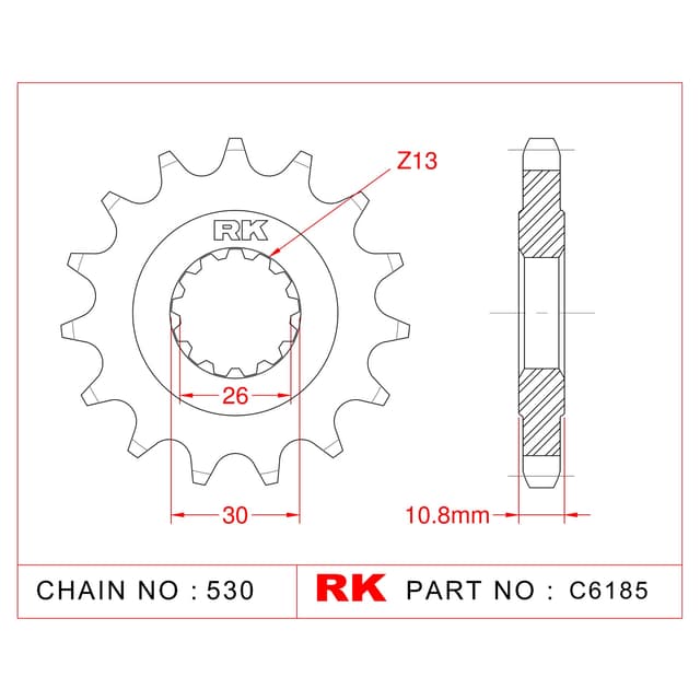 Yamaha FZ 1 N RK Çelik Ön Dişli C6185-17