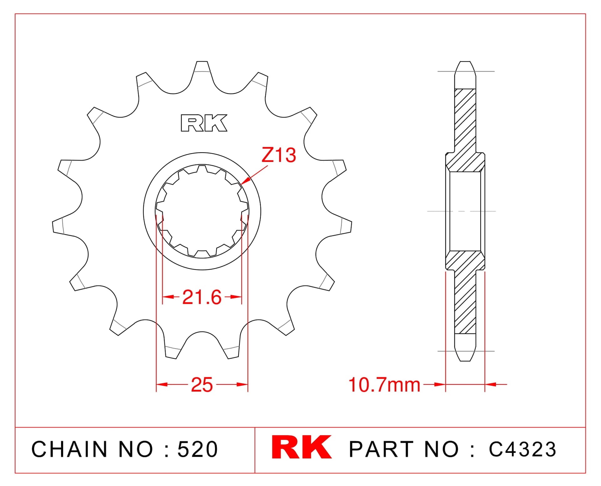 Yamaha XJ 6 N RK Çelik Ön Dişli C4323-16
