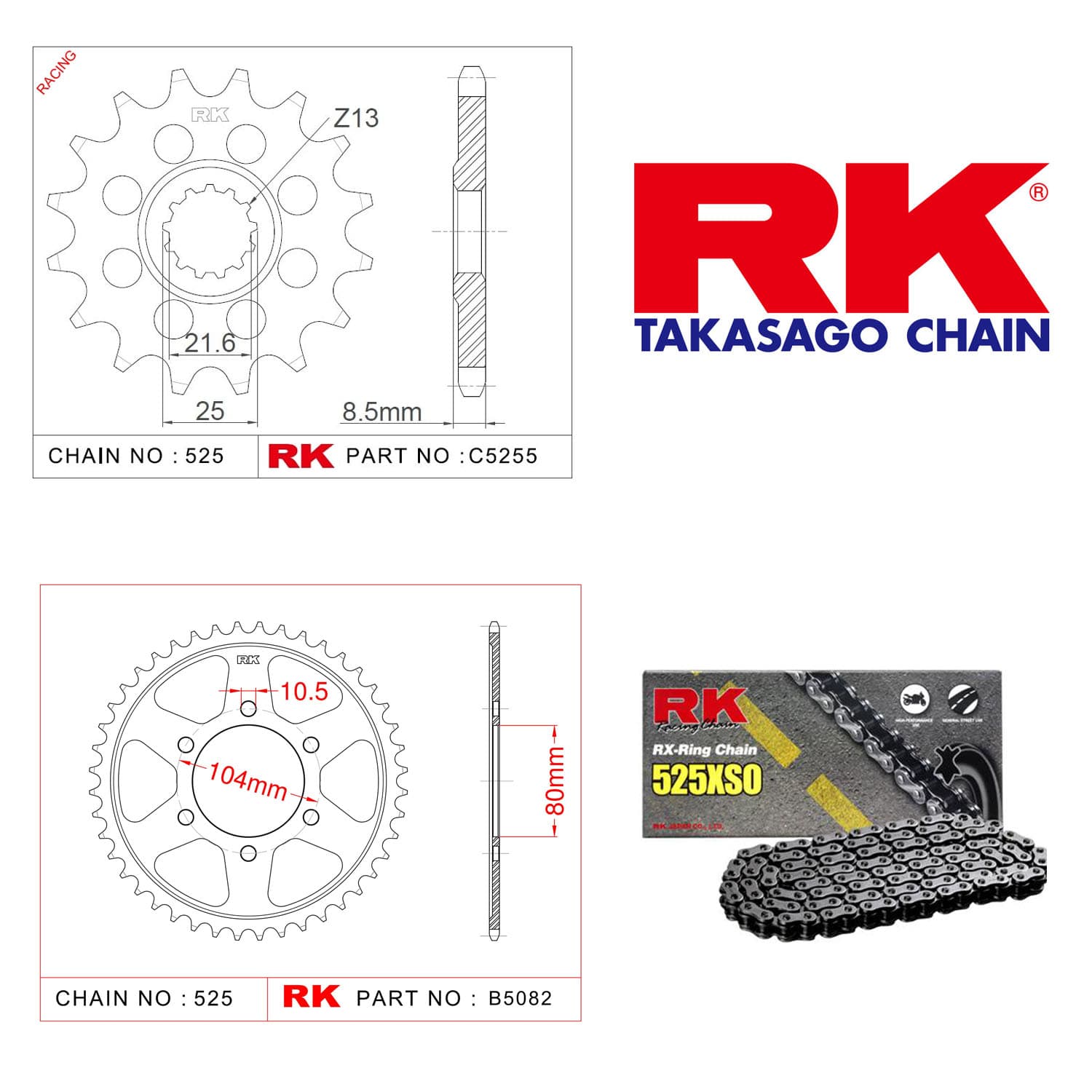 Kawasaki KLZ 1000 VERSYS Rk X-ring Zincir Dişli Set 525 XSO 15/43T - görsel 3