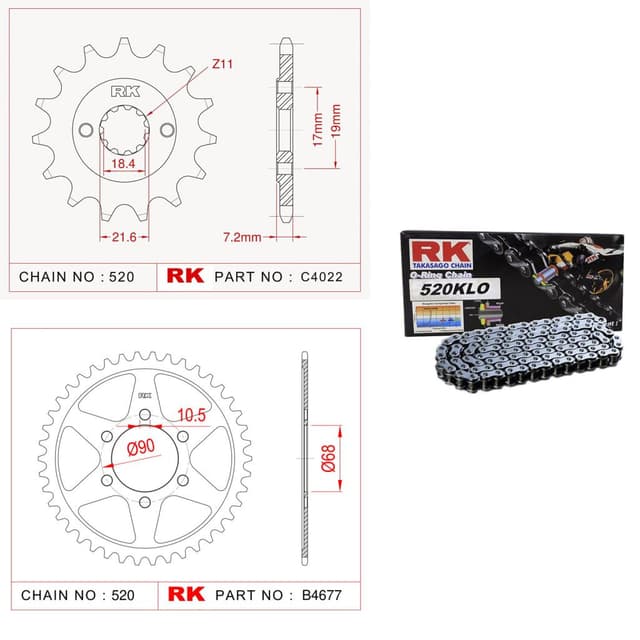 Honda CB 250 R Rk O-Ring Zincir Dişli Set 520 108L KLO 14/36T