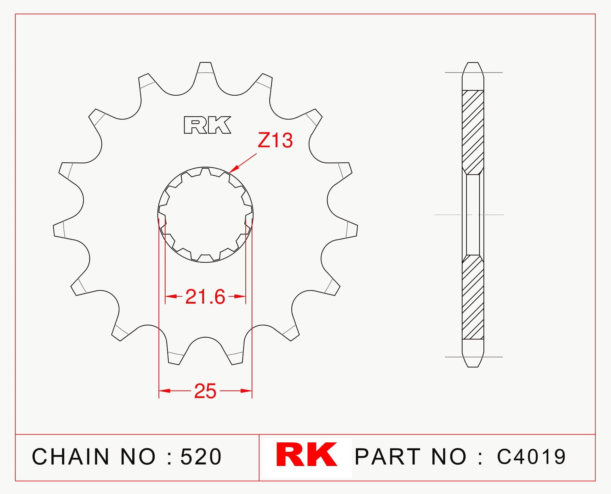 Yamaha WR 250 F RK Çelik Ön Dişli C4019-14