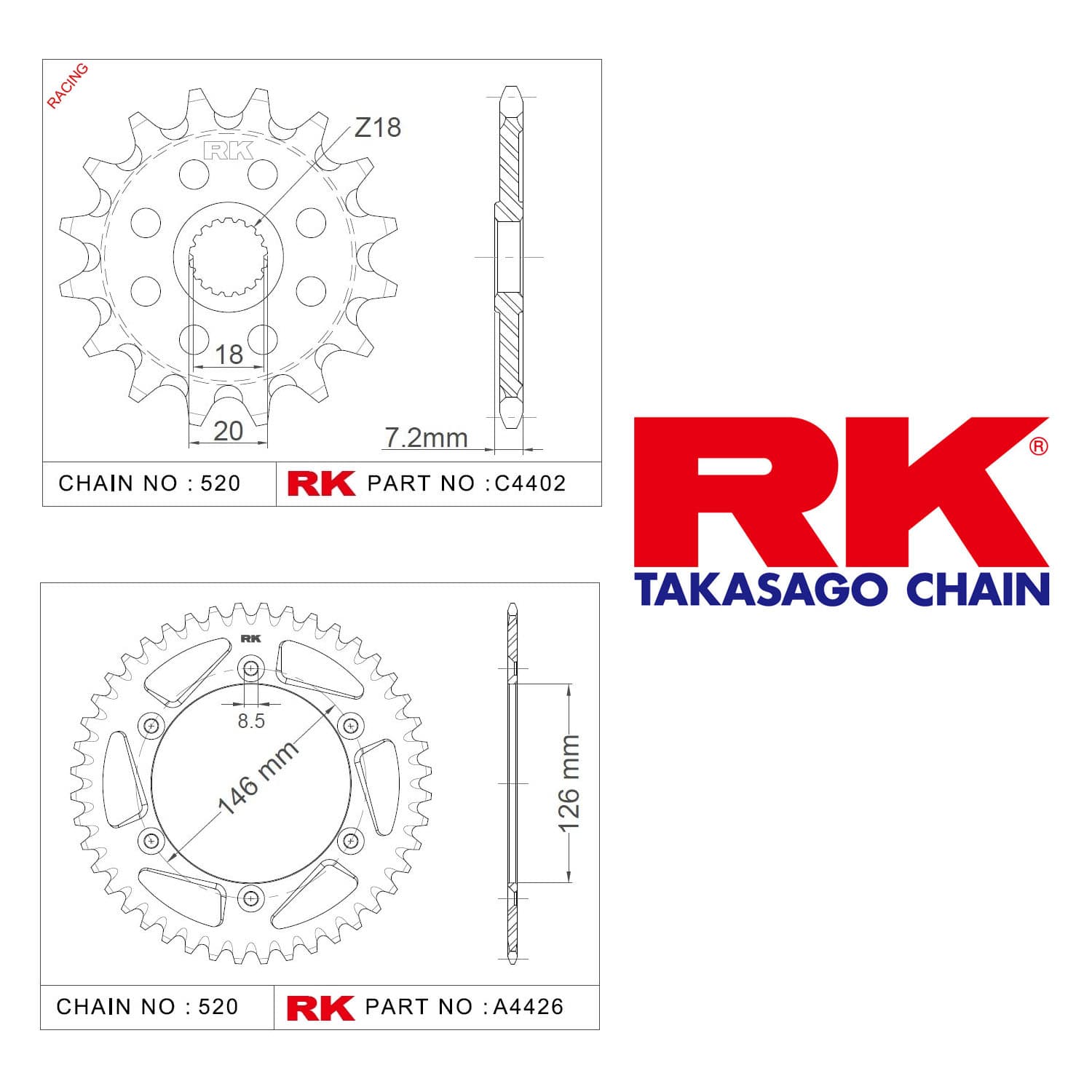 Suzuki RM 125 Rk Off-Road Zincir Dişli Set 520 MXZ 12/51T - görsel 3