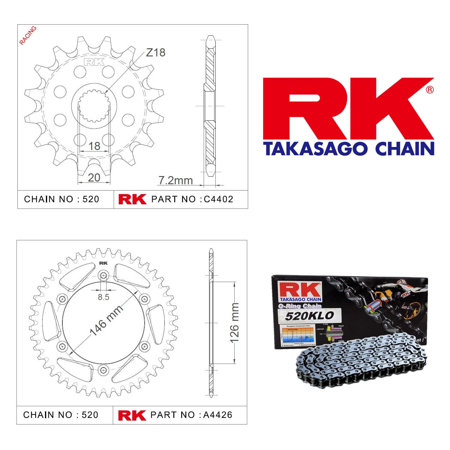 Suzuki RM 125 Rk Off-Road Zincir Dişli Set 520 MXZ 12/51T - görsel 5