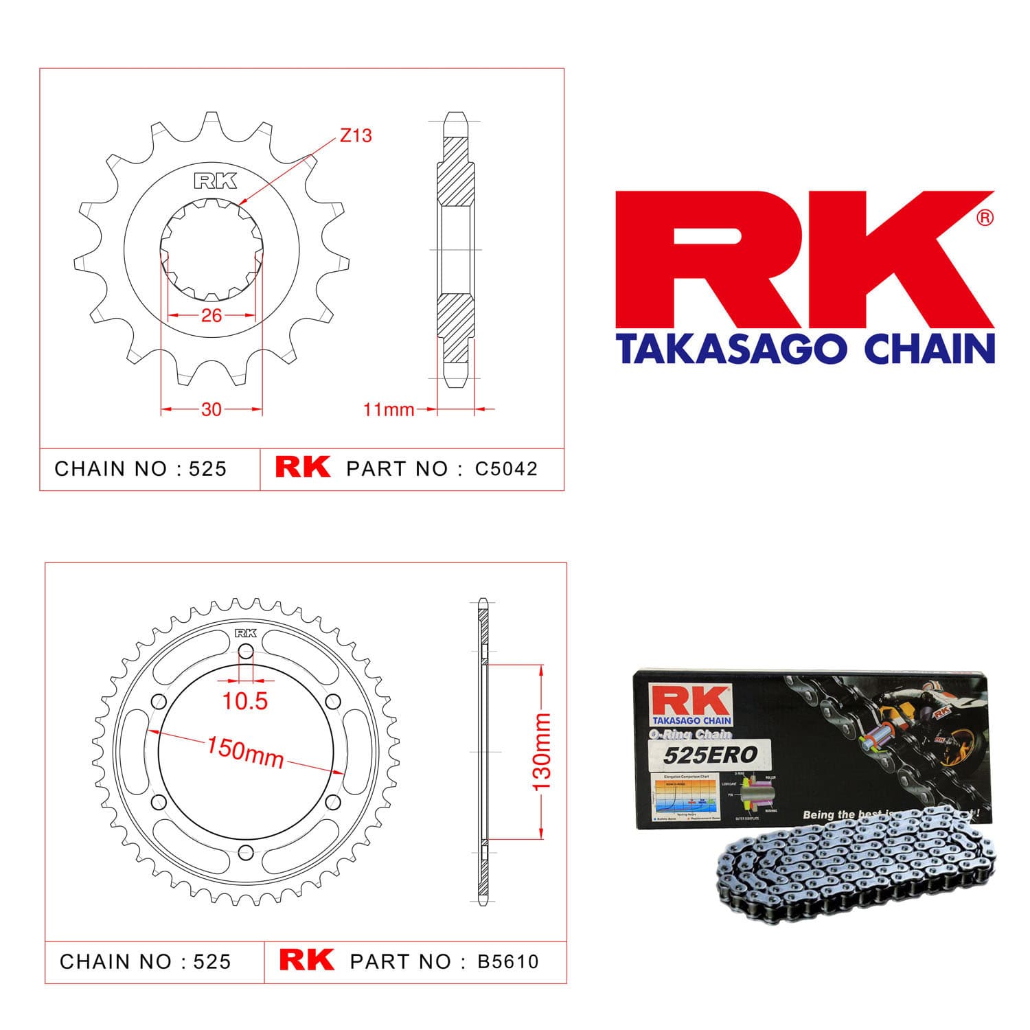 Yamaha TDM 900 Rk Zincir Dişli Set 525 ERO O-Ring 16/42T