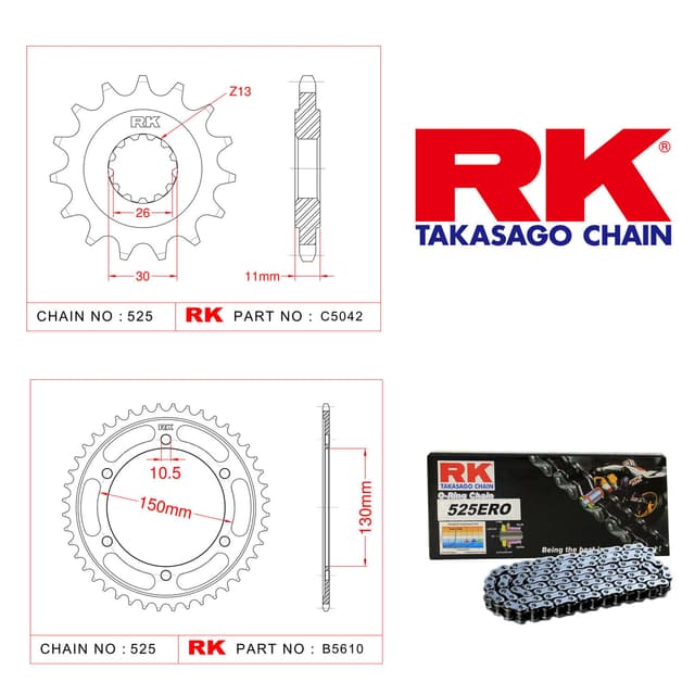 Yamaha TDM 900 Rk Zincir Dişli Set 525 ERO O-Ring 16/42T