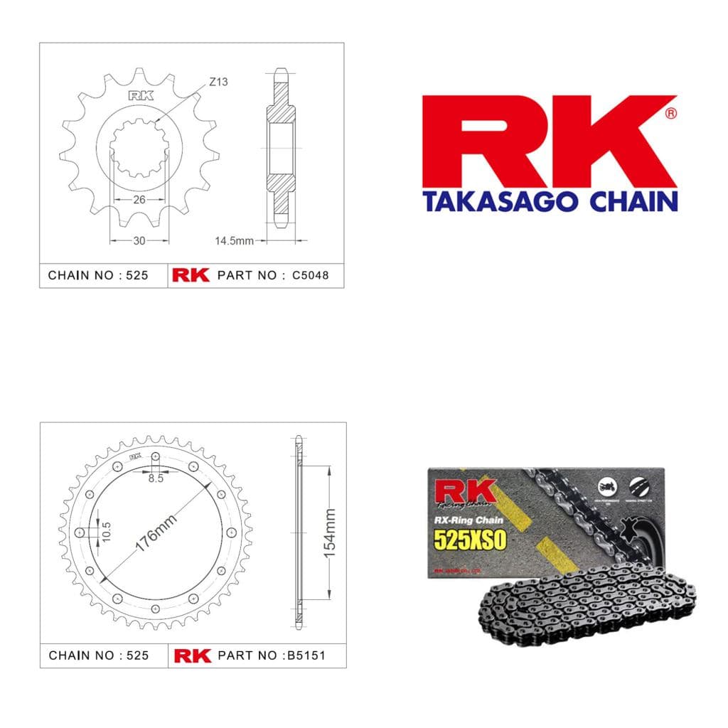 Honda VFR 800 X CROSSRUNNER Rk Ön Arka Dişli 525 - 16/43 T - görsel 5