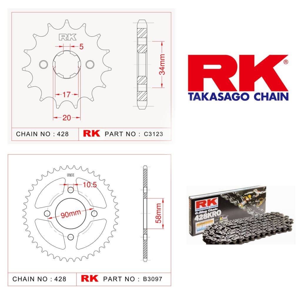 Honda CB 125 F Rk O-ring Zincir Dişli Set 428 KRO 122 L-15/45T
