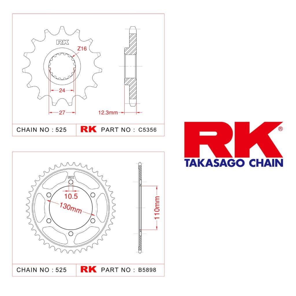Suzuki GSX-R 1000 Rk Ön Arka Dişli 525 - 17/45  T