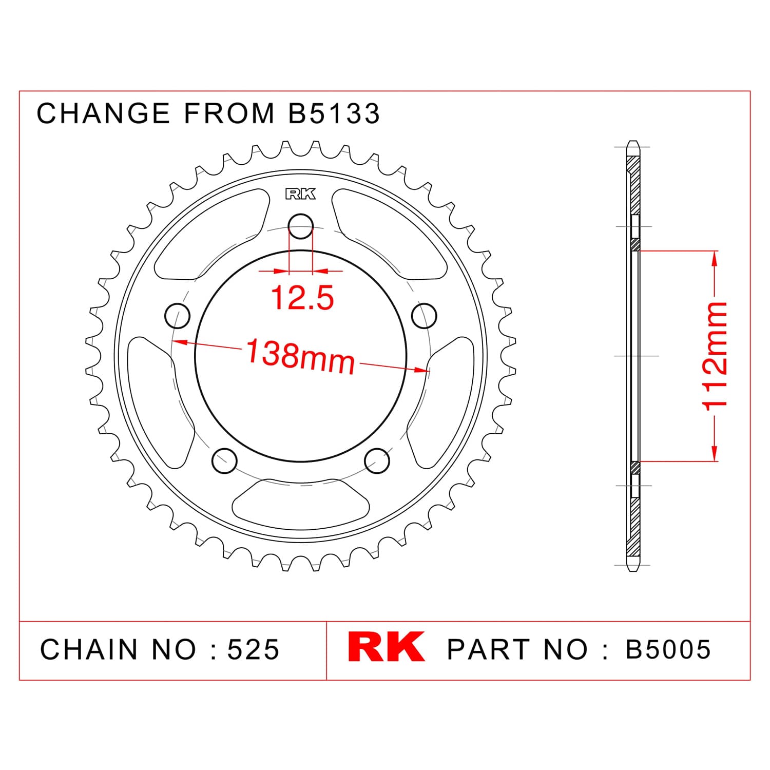 Honda CBR 600 FX RK Çelik Arka Dişli B5005-45