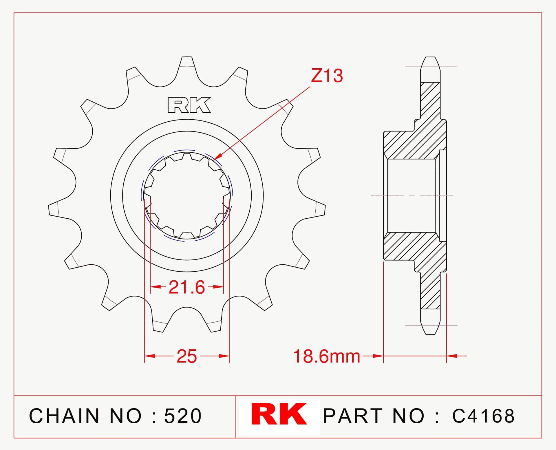 Kawasaki ZR 750 RK Çelik Ön Dişli C4168-15