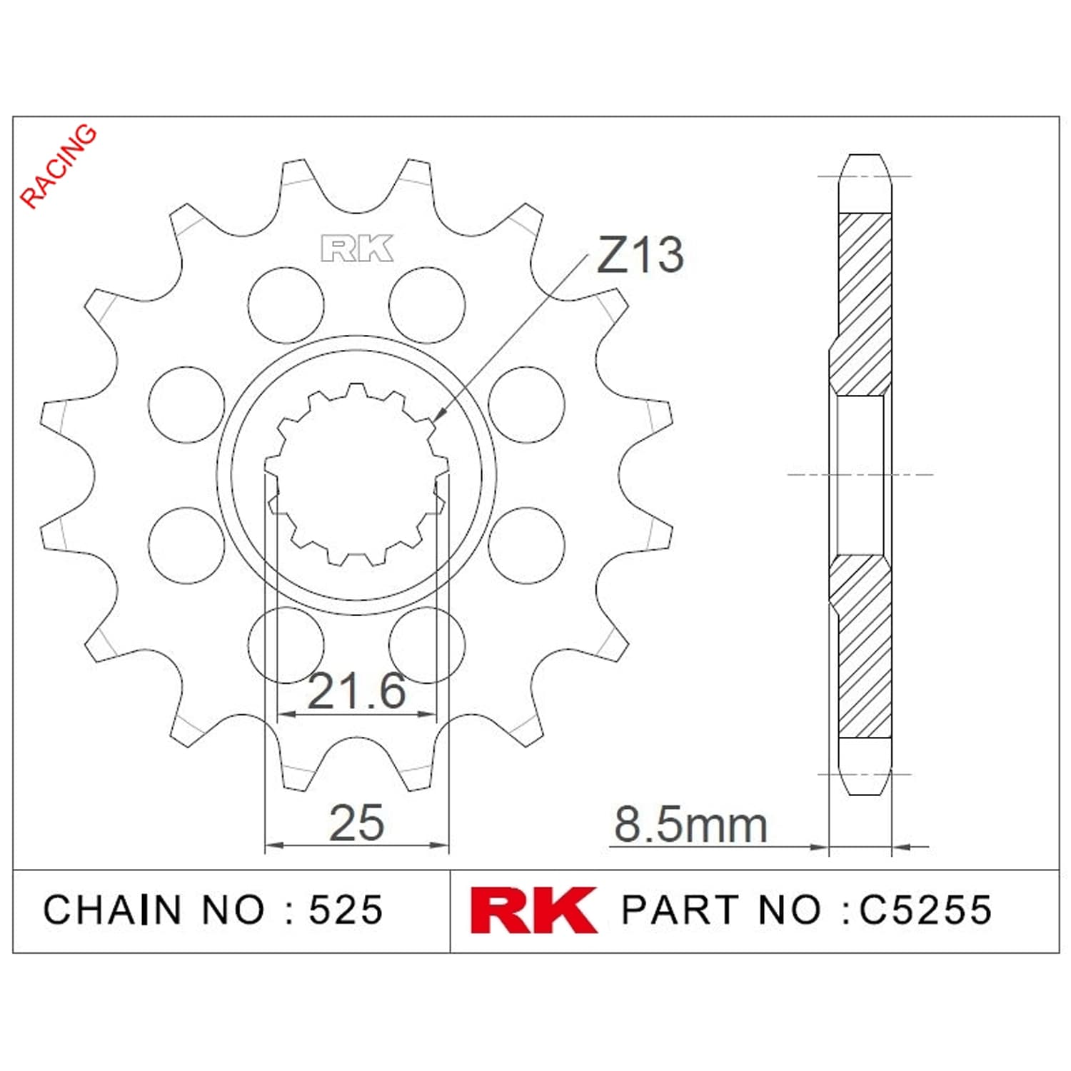 Kawasaki KLZ 1000 VERSYS RK Çelik Ön Dişli Racing C5255-15-2Q